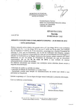 Excelent&iacute;ssimo Senhor Reitor da Universidade Nova de Lisboa