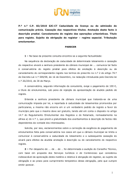 P&ordm; C.P. 83/2010 SJC-CT - Instituto dos Registos e Notariado