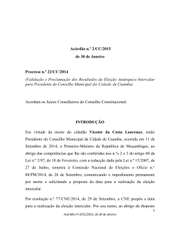 Ac&oacute;rd&atilde;o n&deg; 2/CC/2015 - Conselho Constitucional