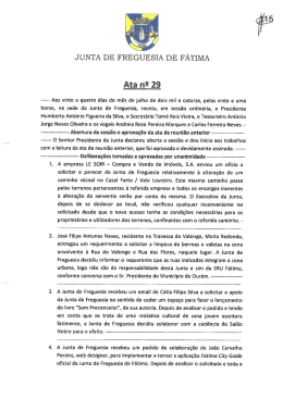 Ata nº 29 - 24 de julho 2014 - Junta de Freguesia de Fátima