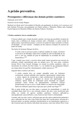 A pris&atilde;o preventiva. - Minist&eacute;rio P&uacute;blico do Estado do Tocantins