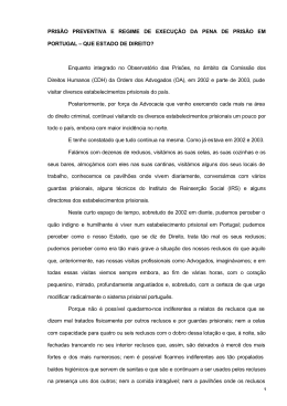 Pris&atilde;o Preventiva e Pena de Pris&atilde;o em Portugal
