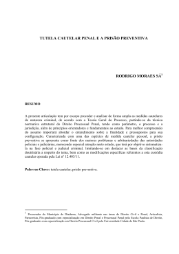 Artigo Cient&iacute;fico - Tutela Cautelar e a Pris&atilde;o Preventiva