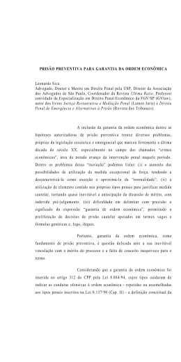 Pris&atilde;o preventiva para garantia da ordem econ&ocirc;mica.