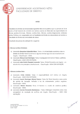 UNIVERSIDADE AGOSTINHO NETO FACULDADE DE DIREITO