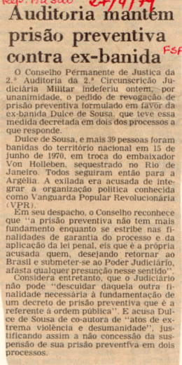 Auditoria mantém prisão preventiva contra ex