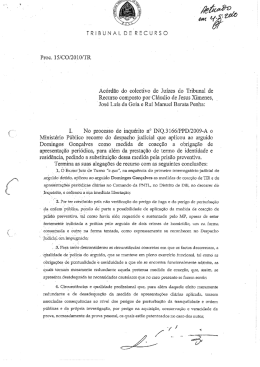 Ac&oacute;rd&atilde;o do Tribunal de Recurso no Processo n.&deg; 15-CO-10