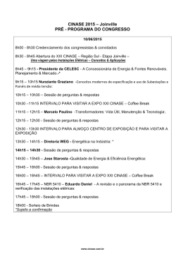 CINASE 2015 – Joinville PRÉ - PROGRAMA DO CONGRESSO