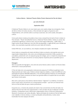 Cultura Aberta &ndash; National Theatre Wales (Teatro