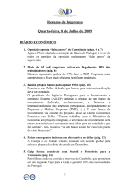 Resumo de Imprensa do dia 8 de Julho