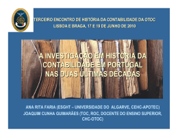 a investiga&ccedil;&atilde;o em hist&oacute;ria da contabilidade em portugal nas duas