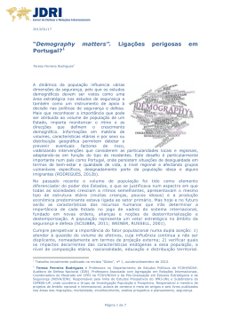 &ldquo;Demography matters&rdquo;. Liga&ccedil;&otilde;es perigosas em Portugal?