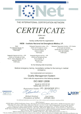 Certificado IQNet and APCER ISO 9001/2008