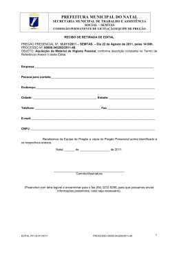 EDITAL - Preg&atilde;o Presencial 18011 2011 (Produtos de Higiene