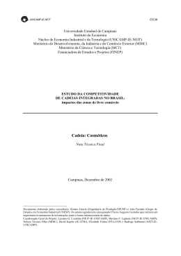 Cadeia: Cosm&eacute;ticos - Minist&eacute;rio do Desenvolvimento, Ind&uacute;stria e