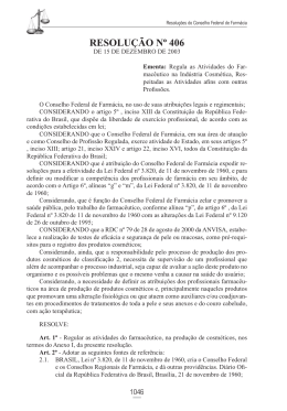 resolu&ccedil;&atilde;o n&ordm; 406 - Conselho Federal de Farm&aacute;cia