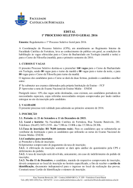 Processo Seletivo - Faculdade Católica de Fortaleza