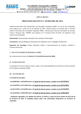 Faculdades Integradas ASMEC PROCESSO SELETIVO