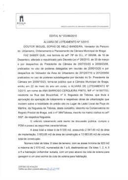 EDITAL N .O EDI86/2015 - C&acirc;mara Municipal de Braga