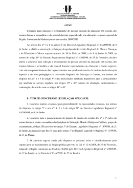 Aviso de Abertura - Secretaria Regional Educação Recursos