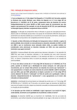 FAQ &ndash; Indica&ccedil;&atilde;o da Componente Lectiva