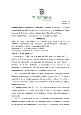 Acta n.º 19 2003.09.15 DEMOLIÇÃO DE MURO DE VEDAÇÃO