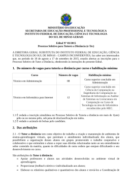 1. Do número de vagas para tutoria a distância por curso e - e-Tec