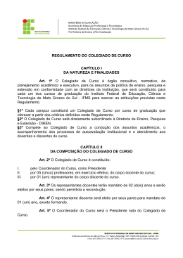 REGULAMENTO DO COLEGIADO DE CURSO CAP&Iacute;TULO I