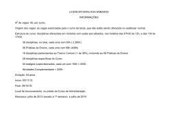 LICENCIATURAS AOS SÁBADOS INFORMAÇÕES N de