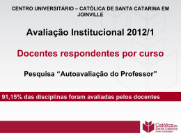 Avaliação Institucional 2012/1 Docentes respondentes por curso