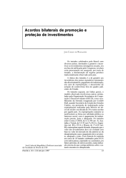 Acordos bilaterais de promo&ccedil;&atilde;o e prote&ccedil;&atilde;o de investimentos