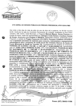 ata geral da sessão pública do pregão presencial n°01112014 fms