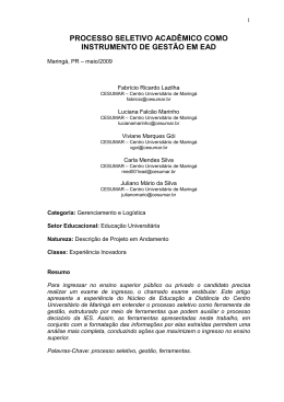 processo seletivo acad&ecirc;mico como instrumento de gest&atilde;o
