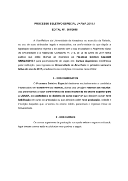 Processo Seletivo Especial Unama 2015.1