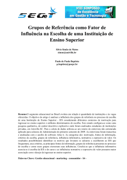 Grupos de Refer&ecirc;ncia como Fator de Influ&ecirc;ncia na Escolha