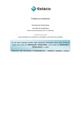 FORMAS DE INGRESSO - Universidade Est&aacute;cio de S&aacute;