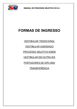 FORMAS DE INGRESSO