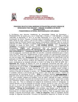 PROCESSO SELETIVO PARA INGRESSO