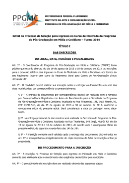 Edital do Processo de Seleção para ingresso no Curso de Mestrado