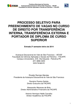 processo seletivo para preenchimento de vagas no curso