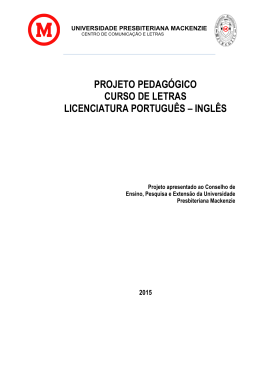 Projeto Pol&iacute;tico Pedag&oacute;gico - Universidade Presbiteriana Mackenzie
