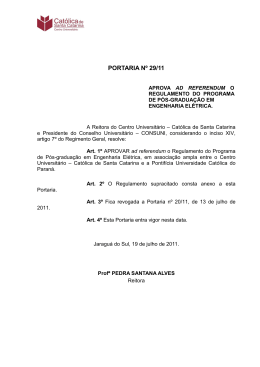PORTARIA N&ordm; 29/11 - Cat&oacute;lica de Santa Catarina
