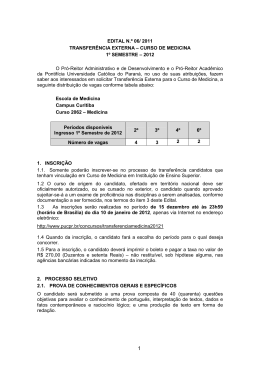 Edital Transfer&ecirc;ncia Externa de Medicina - 1&ordm; Sem 2012m