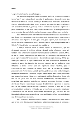 1. Aproxima&ccedil;&atilde;o inicial ao conceito de povo. No fim de um