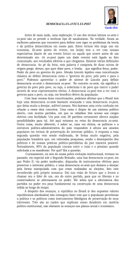 Democracia Ex-Ante e Ex-Post (Diario de Petr&oacute;polis - 12
