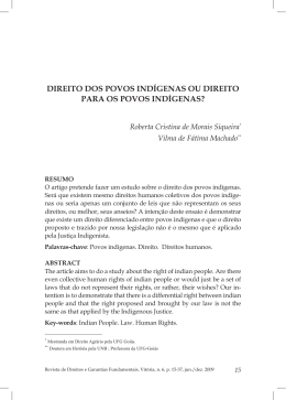direito dos povos ind&iacute;genas ou direito para os povos ind&iacute;genas?
