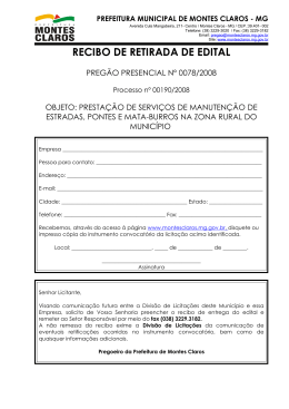 RECIBO DE RETIRADA DE EDITAL - Prefeitura de Montes Claros-MG