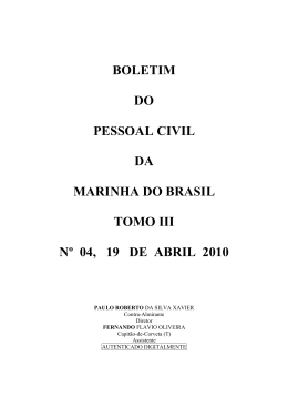 boletim do pessoal civil da marinha do brasil tomo iii nº 04, 19 de