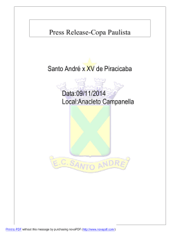 Press Release-Copa Paulista Santo Andr&eacute; x XV de Piracicaba Data