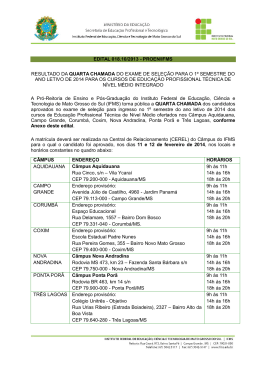 Exame de Sele&ccedil;&atilde;o IFMS 2014